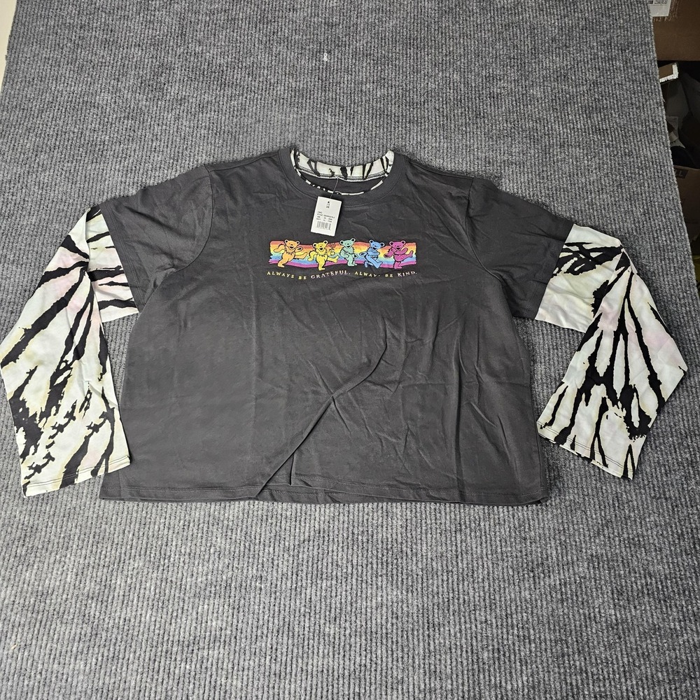 Grateful Dead Shirt Womens 3X Plus Gray Dancing Bears Graphic Long Sleeve Top